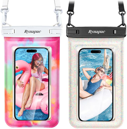 Rynapac [Floatable] Waterproof Phone Pouch 2 Pack - [Up to 8.5"] IPX8 Floating Waterproof Phone Case Dry Bags with Adjustable Lanyard for Beach Vacation Travel Cruise Ship Pool Kayak Essentials