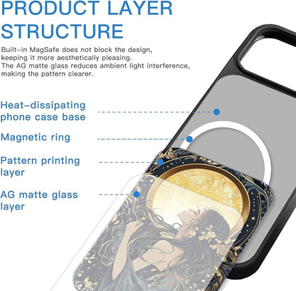 Constellation Series - Virgo Designs Magnetic for iPhone 17 air Case, Tarot Style Model Glass Phone Cover, Compatible with Magsafe, Pocket-Friendly - fits iPhone 17 air Case for Women