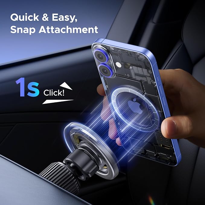 UGREEN Car Phone Mount for Magsafe Air Vent Car Mount Magnetic Phone Holder Compatible with iPhone 17 16 15 14 13 12 Pro Max, Strongest Magnet Grey