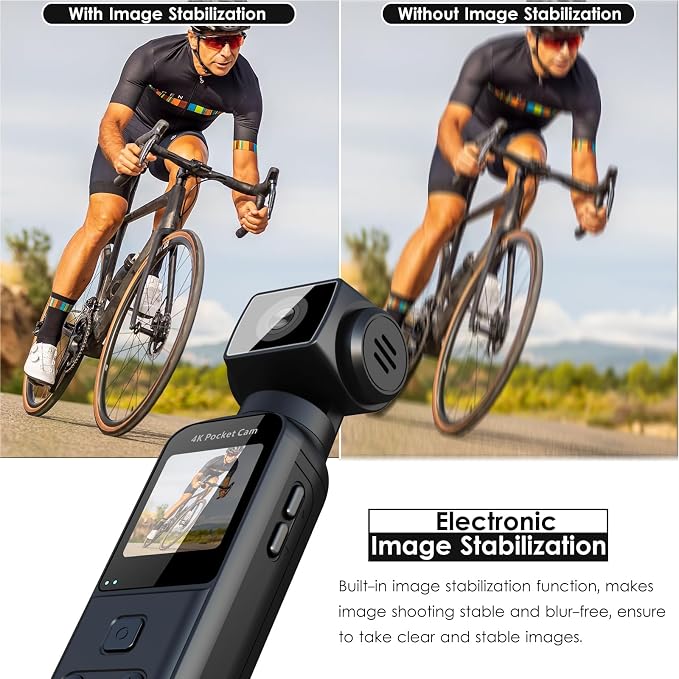 4K Body Camera with External Microphone, Mini Video & Audio Pocket Cam 270° Rotation Camera for Outdoor Sport, Bike, Travel, Police Law Enforcement, Personal Civilians, 64GB Included