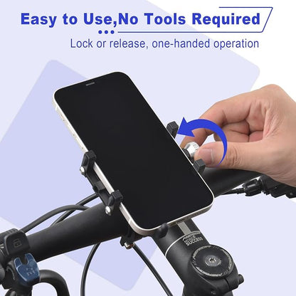 NineLeaf 5Pcs Bike Phone Mount Holder, Aluminum Motorcycle Phone Mount, Bicycle Handlebar Cell Phone Mount Rotatable for Exercise Bike Ebike Scooter Camera Friendly Suitable for 2.2"-3.7" Phones
