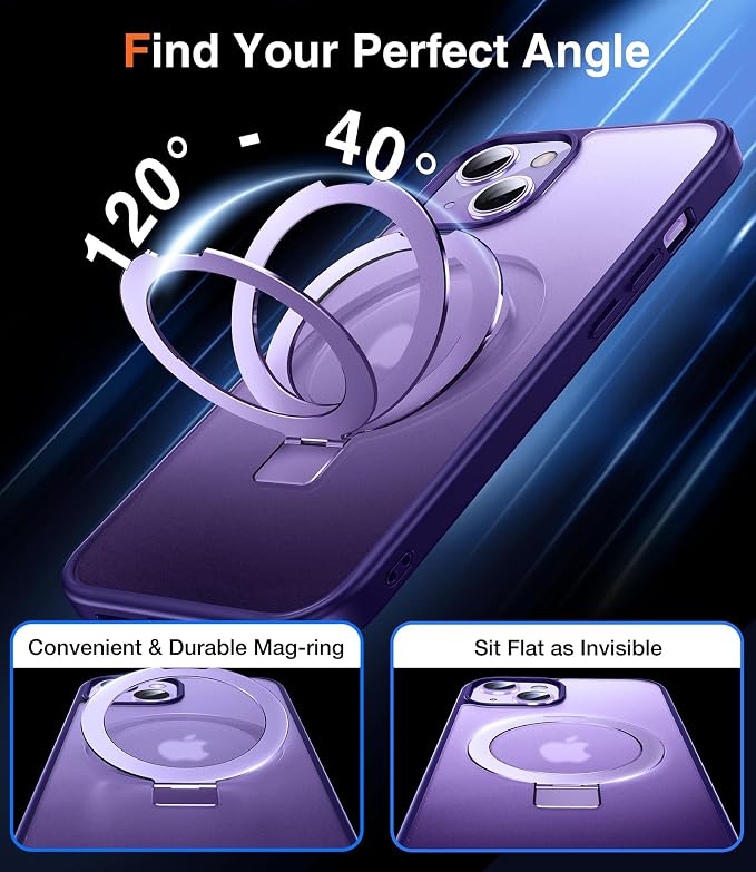 Chicfun 3-in-1 [Magnetic+Kickstand+Ring Holder] for iPhone 13 Case, iPhone 14 Case Compatible with MagSafe, Phone Case iPhone 13/14 with Stand Military Shockproof Protective Magnetic Cover