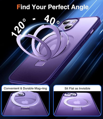 Chicfun 3-in-1 [Magnetic+Kickstand+Ring Holder] for iPhone 14 Plus Case with Stand Ring Holder， Compatible with MagSafe, Military Shockproof Kickstand Phone Case iPhone 14 Plus Cover Purple