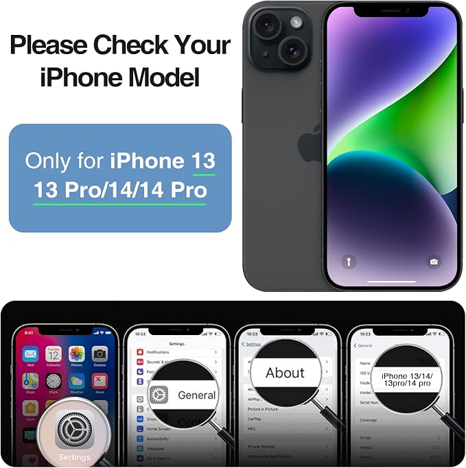GIN FOXI Battery Case for iPhone 13/13 Pro/14/14 Pro, Charging Case Real 7000mAh Rechargeable Charger Cover Anti-Fall Protection Ultra-Slim Extended Battery Pack Juice Box, 6.1" Black