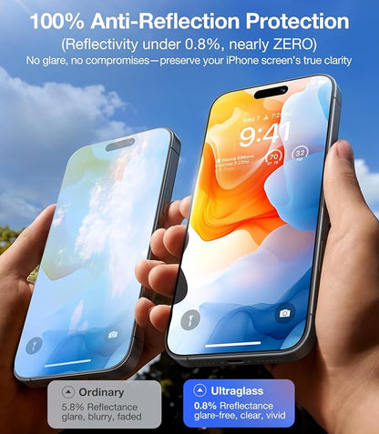 UltraGlass Unbreak TOP 9H+ Glass for iPhone 16 Pro Screen Protector [100% Anti Glare & Military Grade Shatterproof] Screen Protector 16 Pro Tempered Glass Full Coverage, Longest Durable 16Pro, 1 Pack