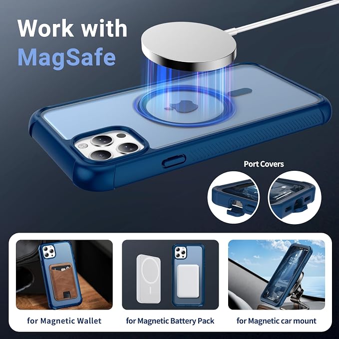 jaroco Magnetic for iPhone 11 Pro Max Case, [Compatible with MagSafe][Military Grade Drop Protection][Heavy Duty Protection][Non-Slip][Shockproof] 2-Layer Durable Bumper Phone Case 6.5''-Deep Blue