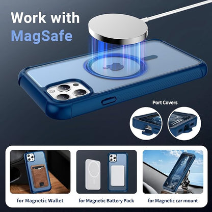jaroco Magnetic for iPhone 11 Pro Max Case, [Compatible with MagSafe][Military Grade Drop Protection][Heavy Duty Protection][Non-Slip][Shockproof] 2-Layer Durable Bumper Phone Case 6.5''-Deep Blue