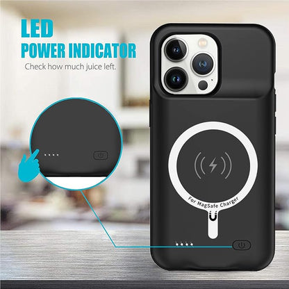 Battery Case for iPhone 13 Pro Max, Full Encircle 12000mAh High Capacity Rechargeable Portable Charger Case Extended Battery Compatible with iPhone 13 Pro Max (6.7 inch) Wireless Charging Case-Black