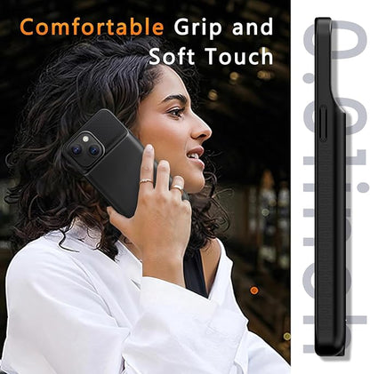 BOPPS Battery Case for iPhone 15 Pro Max/15 Plus【2026 New】 Slim 8000mAh Portable Charger Case 360°Protection Rechargeable Extended Charging case for iPhone 15 Pro Max，iPhone 15 Plus (Black)