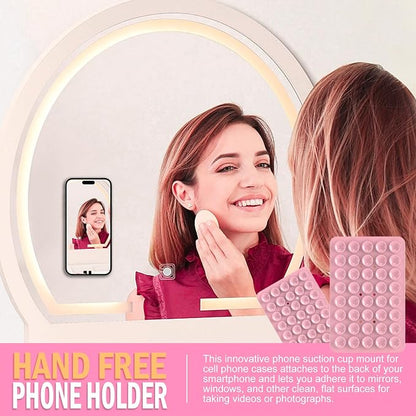 Double Sided Silicone Suction Phone Holder Mount, Silicon Accessory for iPhone and Android, Hands-Free Mirror Shower Phone Holder, TikTok Videos and Selfies (Combo F)