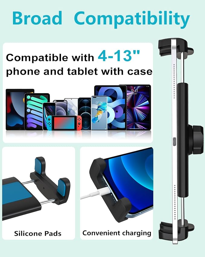 Magnetic Tablet Holder, Fridge Mount for iPad, [Powerful Magnetic Base] Fits Warehouse/Metal Shelf/Kitchen/Whiteboard/Gym, Compatible with 4-13" iPad Pro Air Mini, Phone, Galaxy Z Fold