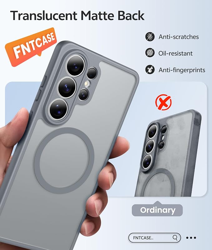 FNTCASE for Samsung Galaxy S26 Ultra Case, Compatible with Magsafe Gray | Screen Protector, Full Camera Protection, Translucent Matte, 14FT Military Grade Drop Proof, Protective Phone Cover