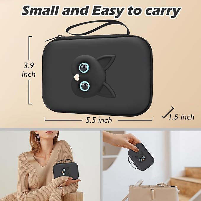 CameCosy DIY Phone Charger Case Storage Sets Cable Protector Earphone Wire Saver with Lovely Travel Cable Storage Bag, Cute Cable Charger Protector Cord Organizer for iPhone (Black Cat)