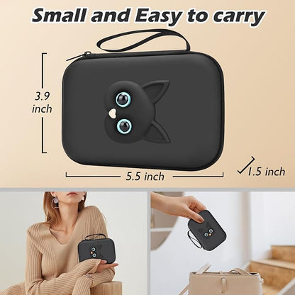 CameCosy DIY Phone Charger Case Storage Sets Cable Protector Earphone Wire Saver with Lovely Travel Cable Storage Bag, Cute Cable Charger Protector Cord Organizer for iPhone (Black Cat)