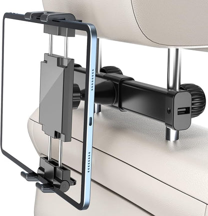 PLDHPRO Car Headrest Tablet Holder, Tablet Mount for Car Backseat for Kids, Road Trip Essentials Compatible with iPhone, iPad, Galaxy Tab, 5.1''-15.6'' Devices, Travel Head Rest Must Accessories