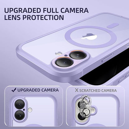 BERFY for iPhone 17 Case, Compatible with MagSafe, Built-in Privacy Screen Protector, Camera Protection, Shockproof Full Body Phone Case 6.3", Clear Purple