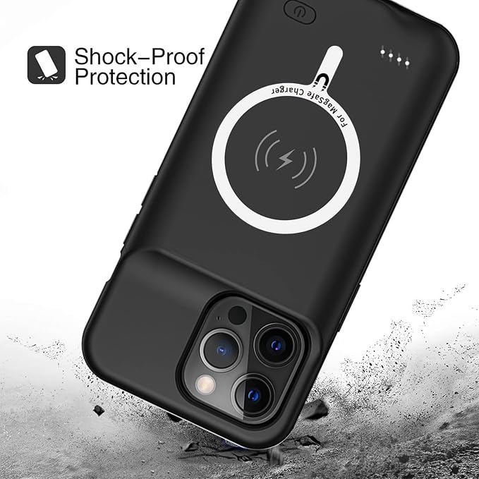 Battery Case for iPhone 13 Pro Max, Upgraded 12000mAh Battery Pack Rechargeable Charger Case with Wireless Charging Compatible for iPhone 13 Pro Max (6.7 inch) External Charging Cover (Black)