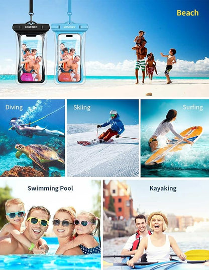 Waterproof Phone Pouch Floating, Waterproof Phone Case with Lanyard for iPhone 15 14 13 12 Pro Max XS Samsung, IPX8 Cellphone Dry Bag Beach Kayak Travel Essentials 2Pack-7.0"