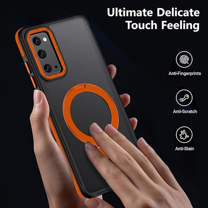 for Samsung Galaxy S20 FE Case, Magnetic Adjustable Ring Stand [Fit for Magsafe], [Military-Grade Shockproof Protection] Phone Case with Kickstand&Ring Holder 3 (Orange)