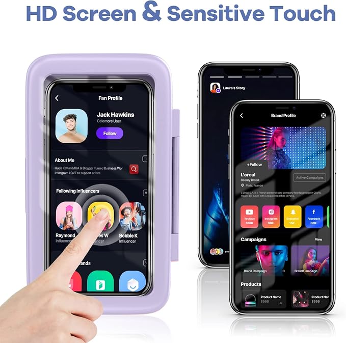 LC-dolida Shower Phone Holder Waterproof 480 Rotation Phone Stand Case Mount for Bathroom Batheub Kitchen Wall Mirro Compatible with iPhone 17 16 15 14 13 Plus Pro Max XS XR Women Men Gift