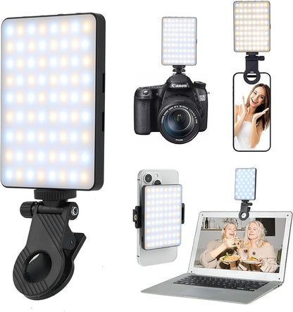 Selfie Phone Light with Front & Back Clips, LED Video Light Photography Lighting Lamp with 3 Light Modes for iPhone Computer Laptop Cameras Vlogging Makeup Tiktok