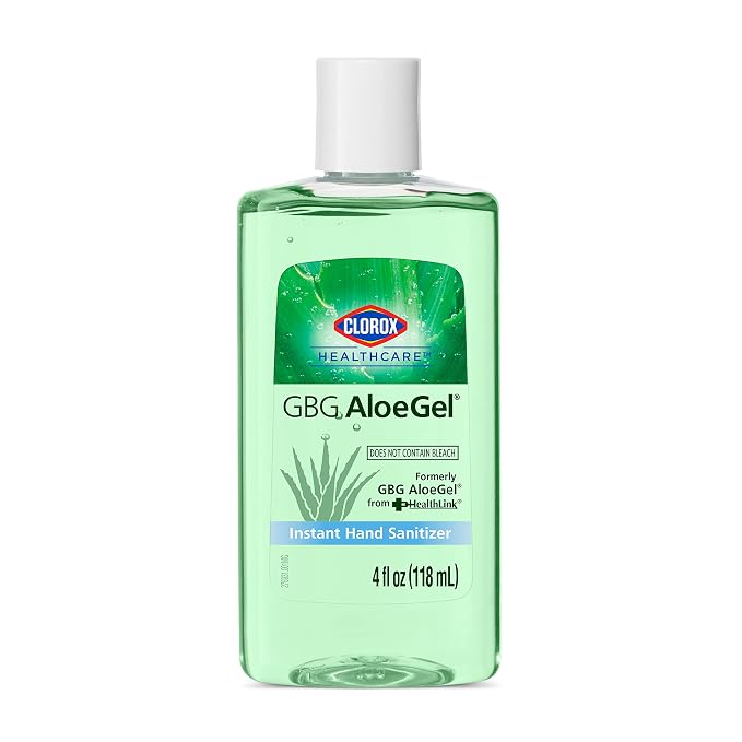 Clorox Healthcare GBG AloeGel Hand Sanitizer Gel, Bleach Free - Mini Hand Sanitizer Travel Size Gel for On-The-Go Travel Essentials - Sanitizing Solution for School Supplies & Office Use, 4 Fl Oz