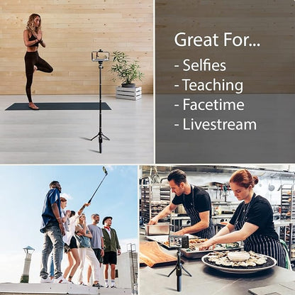 Fugetek 42" Compact Selfie Stick & Tripod, Extendable, Wireless Bluetooth Remote, Lightweight Aluminum, Travel Ready, Compatible with iPhone 14 13 12 Pro Xs Max Xr X 8Plus 7 & Android