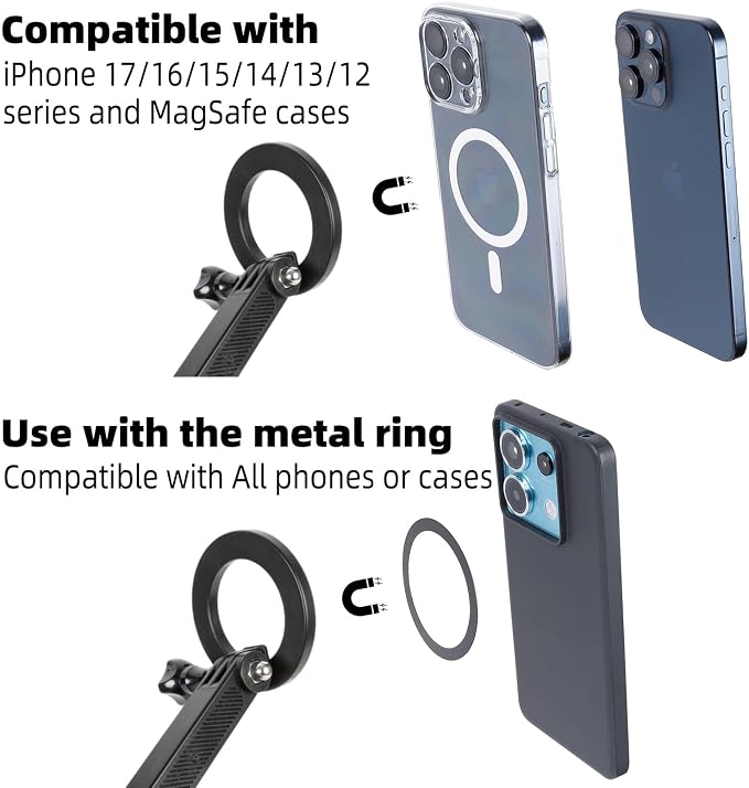 Magnetic Guitar Head Phone Holder Mount for Live Broadcast Video Recording, Cell Phone Clamp Clip Compatible with Magsafe iPhone 17 16 15 14 13 12 Series