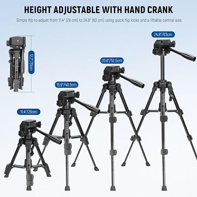 NEEWER ENTRY LEVEL VERSION Mini Desk Tripod for Camera, Small Compact Portable DSLR Camcorder Webcam Stand, 3 Way Pan Tilt Head Cell Phone Holder Mount Compatible with iPhone for Video Recording, TP52