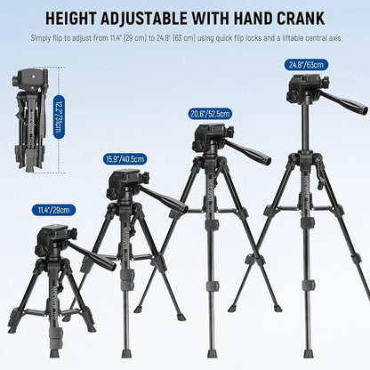 NEEWER ENTRY LEVEL VERSION Mini Desk Tripod for Camera, Small Compact Portable DSLR Camcorder Webcam Stand, 3 Way Pan Tilt Head Cell Phone Holder Mount Compatible with iPhone for Video Recording, TP52