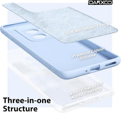 oakxco for Motorola Moto Edge 2025 Phone Case Liquid Silicone, Thin Slim Soft Rubber Gel TPU Plain Protective Simple Cover for Women Girl Cute, Matte Solid Color Aesthetic, Light Blue