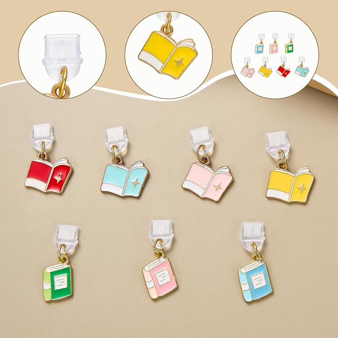 7-10Pcs Dust Plug Charm Type C with Alloy Pendants Cute Cell Phone Charms for Most Type C Phone,Readers Device