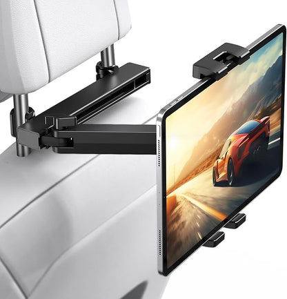 TECKNET Car Headrest Tablet Holder, ipad Car Holder Back Seat [3 in 1 Extension Arm], 360° Rotating Adjustable Road Trip Essentials for Kids,for 4.7-12.9" iPad Pro,Air,Mini,iPhone,Galaxy,Switch,Fire