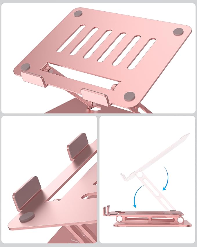 Adjustable Laptop Stand, Ergonomic Computer Stand for Desk, Aluminum Ventilated Colling Lectern Stand Compatible with MacBook Pro Air, HP, 10-15.6" All Laptops
