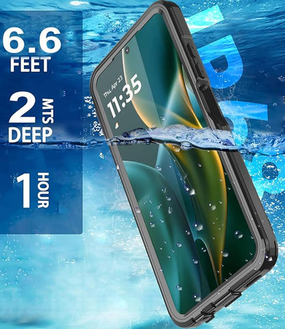 for Moto G 2025 Case, IP68 Waterproof Case with Built-in Screen Protector, Full Body Shockproof Dustproof Rugged Protective Phone Case for Motorola Moto G 2025 Black