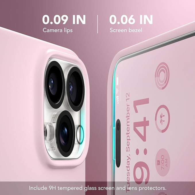 GONEZ Magnetic for iPhone 16 Pro Case, Compatible with MagSafe, [Screen Protector + Camera Lens Protector], Silicone Shockproof Anti-Scratch Protective Phone Case 6.3 inch, Pastel Pink