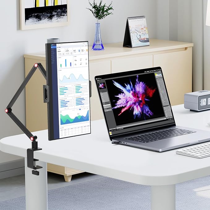 Tablet Stand Holder for ipad,Portable Monitor Stand Holder 15.6''Max,Desk Mount with 360°Rotate Base,Fits for 4.7-12.9" Max Phone,Kindle,Fire HD,Nintendo Switch