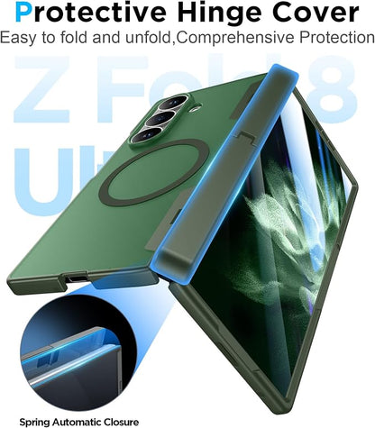 for Samsung Galaxy Z Fold 8 Ultra Case,[Compatible with MagSafe][Built-in HD Screen Protector & Kickstand][Hinge Protection] Translucent Matte Shockproof Phone Case for Z Fold 8 Ultra,Green