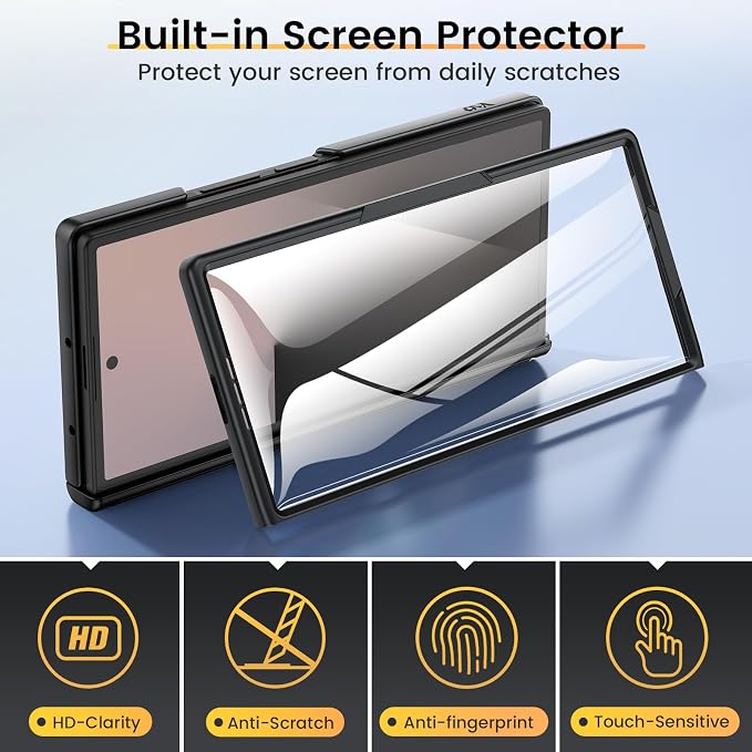 VEGO for Galaxy-Z-Fold-7-Case:Samsung Z Fold 7 Case with Lens Cover,Black | Built-in Screen Protector & 360° Kickstand Full-Body Drop Protection Rugged Case for Samsung Galaxy Fold7 5G 2025