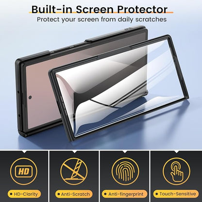 VEGO for Galaxy-Z-Fold-7-Case:Samsung Z Fold 7 Case with Lens Cover,Black | Built-in Screen Protector & 360° Kickstand Full-Body Drop Protection Rugged Case for Samsung Galaxy Fold7 5G 2025