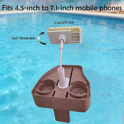 Hot Tub Tray with Adjustable Phone Holder, Hot Tub Accessories with 2 Cup Holder, A Nonslip Hot Tub Accessories Shelf Drinks Snacks Phone Holder for Spa Bathtub(Taro Gray)