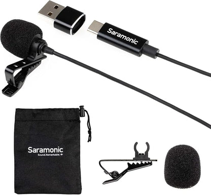 Saramonic LavMicro-U USB C Lavalier Microphone for iPhone 15, iPad, Android, Omnidirectional Condenser Lapel Mic for Vlogging, Interviews, YouTube, TikTok