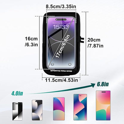 Phone Holder for Running, Running Armband Phone Holder with Carabiner, Phone Armbands for iPhone 17 16 15 14 13 12 11Pro Max & Galaxy S25/S24/S23, Cell Phone Armband Up to 6.8'' Phone (Black)