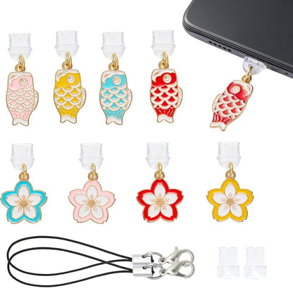 7-10Pcs Dust Plug Charm Type C with Alloy Pendants Cute Cell Phone Charms for Most Type C Phone,Readers Device