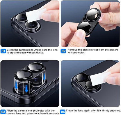 AFARER 2Pack Camera Lens Protector Film for iPhone 17/iPhone16/16Plus,9H Tempered Glass Anti Scratch Shockproof Full Protective Case Friendly,Does not Affect Night Shots,Sliver