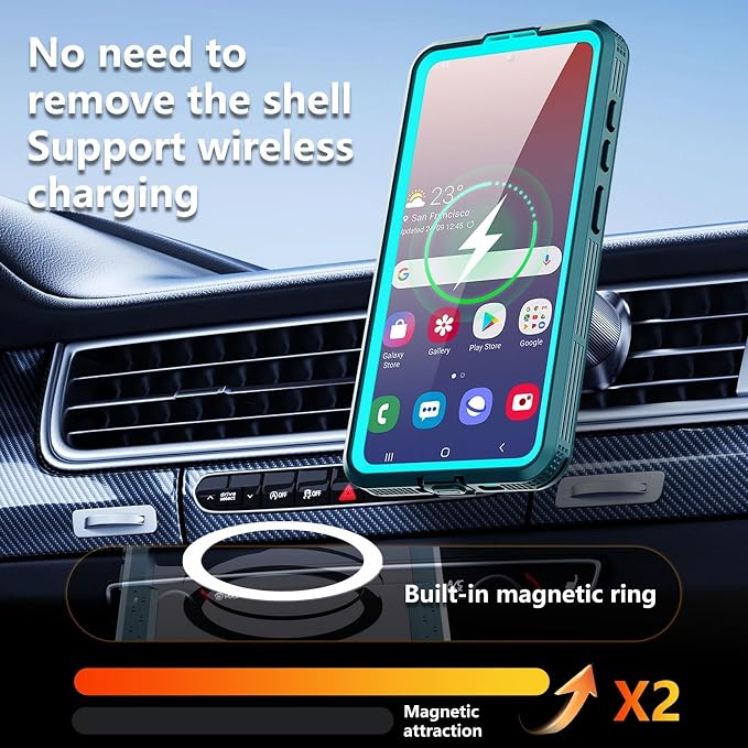 Omio Designed for Galaxy S26 Waterproof Case Compatible with MagSafe, Magnetic Waterproof Full Body IP68 Underwater Case Built-in Screen Protector Military Grade Shockproof Case for Men Women Teal