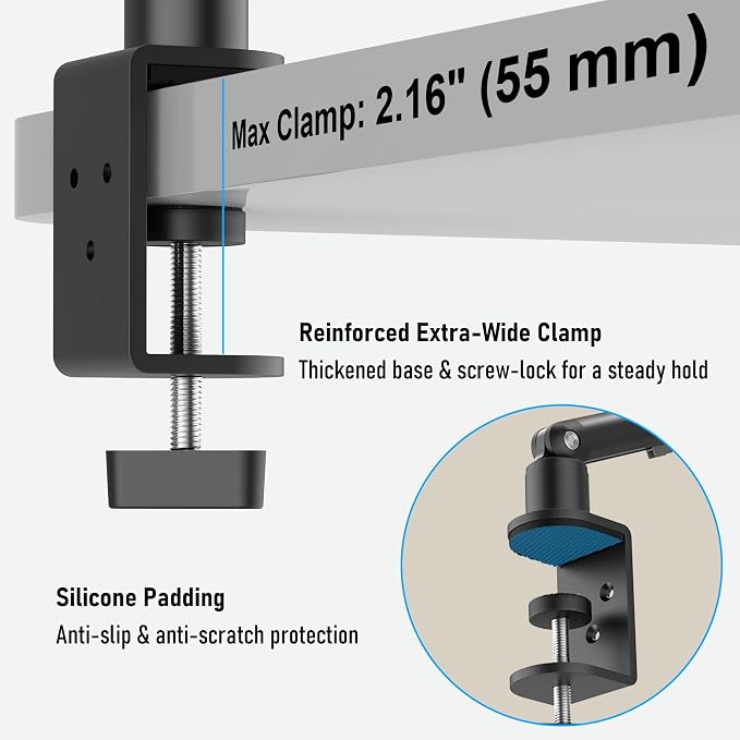 iPad Holder for Desk, Adjustable Tablet Arm iPad Desk Mount with C-Clamp, 30" Foldable Long Arm & 360° Rotation, Fits 4.7"–15.6" i Pad Pro/Air/Mini, Phones & 15.6" Portable Monitors for Desk/Bed Use