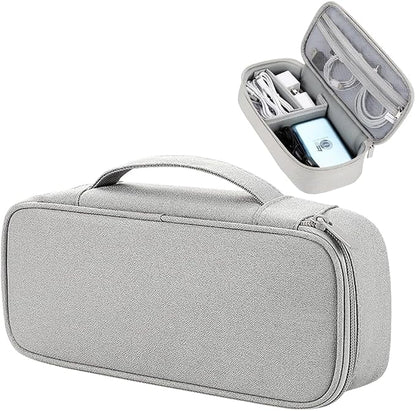 Teskyer Tech Organizer Pouch with Handle, Grey | Water-Resistant Fabric, Adjustable Dividers, Multiple Compartments, Protective Lining, Travel and Office Use