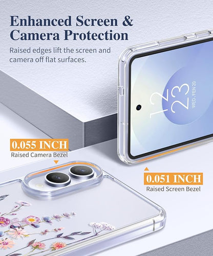 GVIEWIN for Samsung Galaxy S25 Edge Case, Clear Floral Shockproof Protective Women Phone Case, Non-Yellowing, Screen&Camera Lens Protector for Galaxy S25 Edge 6.7",Floratopia/Colorful