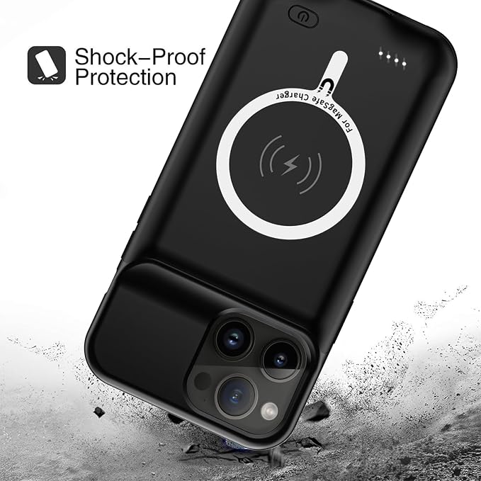 Battery Case for iPhone 14 Pro, Upgraded 10000mAh Battery Pack Rechargeable Charger Case with Carplay Wireless Charging Compatible for iPhone 14 Pro (6.1 inch) External Battery Charging Cover(Black)